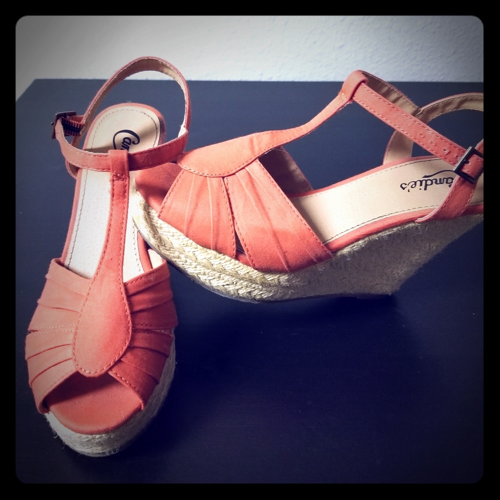Coral Pink Wedges